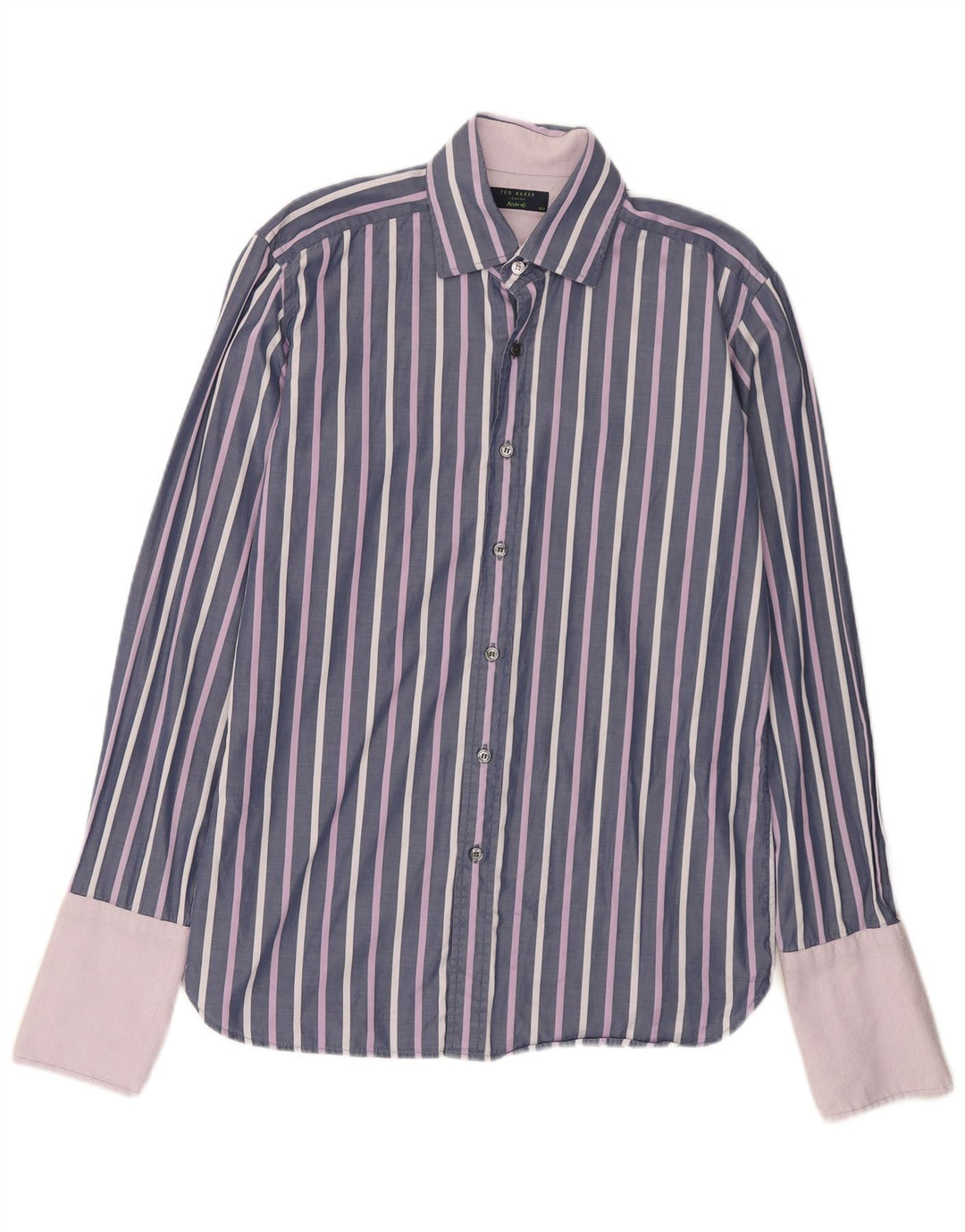 Ted Baker formelles Herrenhemd, Größe 15 1/2, mittelviolette Nadelstreifen-Baumwolle