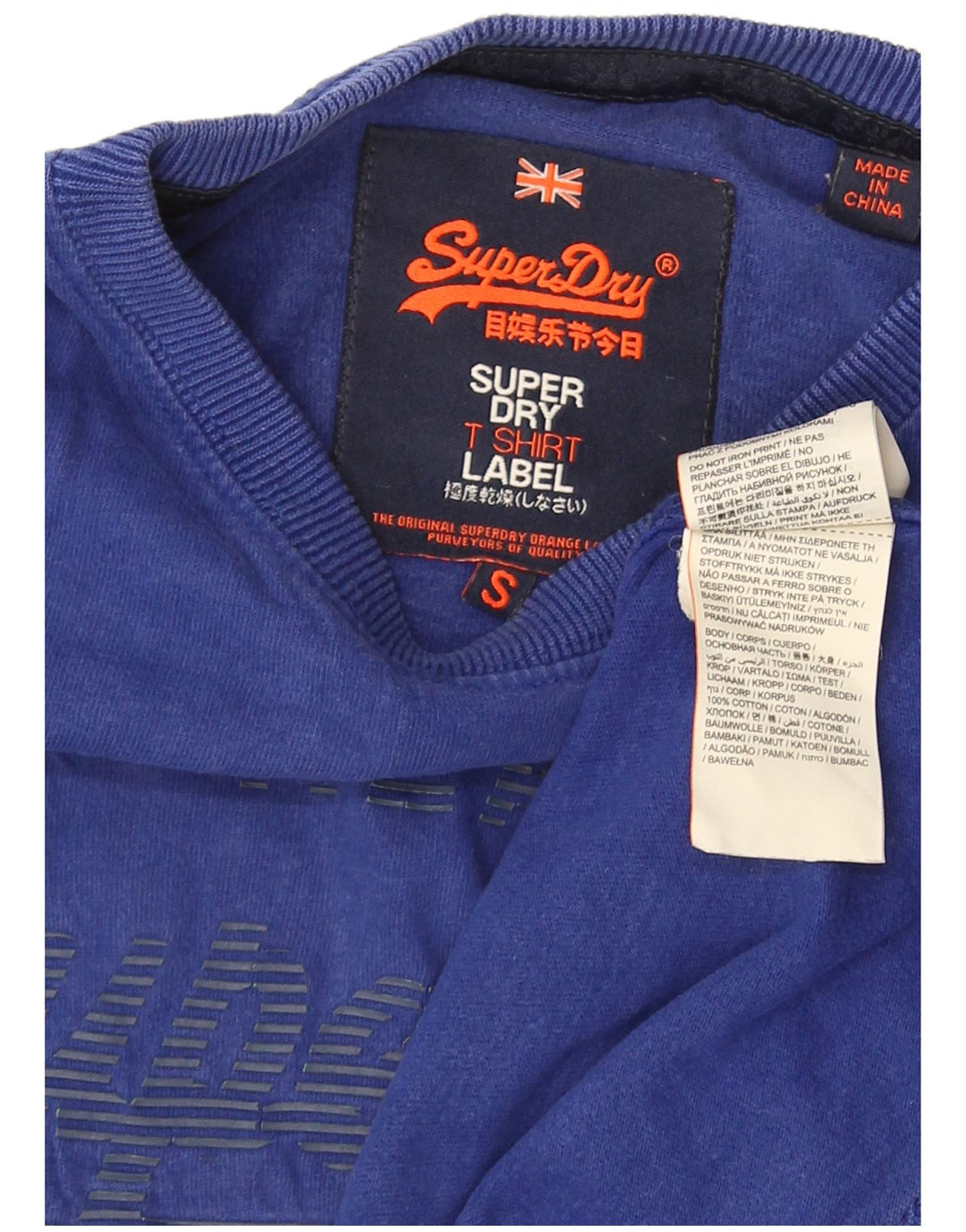 Superdry Herren Grafik-T-Shirt-Oberteil, Größe S, Blau, Baumwolle