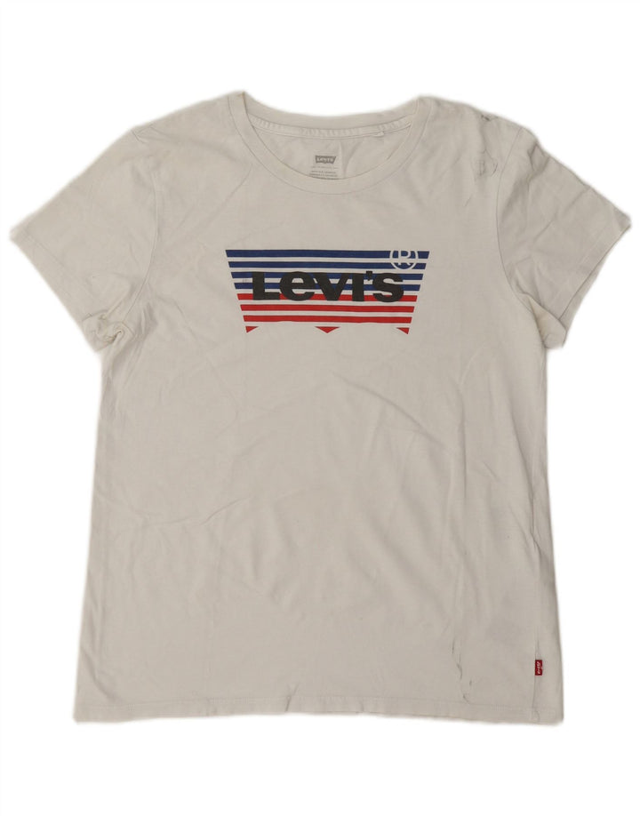 Levi's Damen-T-Shirt mit Grafik, UK 14, mittelweiße Baumwolle