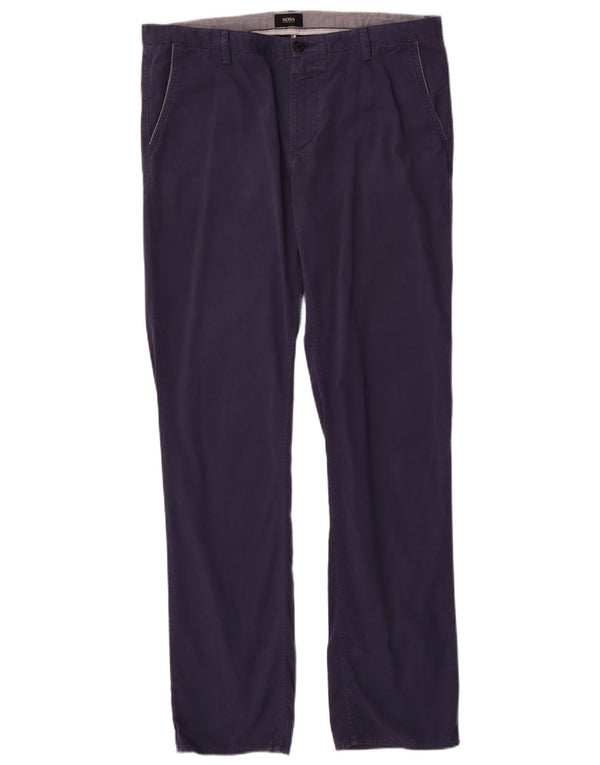 Hugo Boss Herren gerade Chinohose IT 52 XL W36 L32 Marineblau Baumwolle