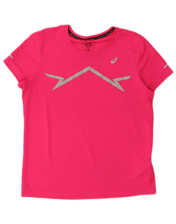 Asics Damen Grafik-T-Shirt Top UK 10 Small Pink Polyester