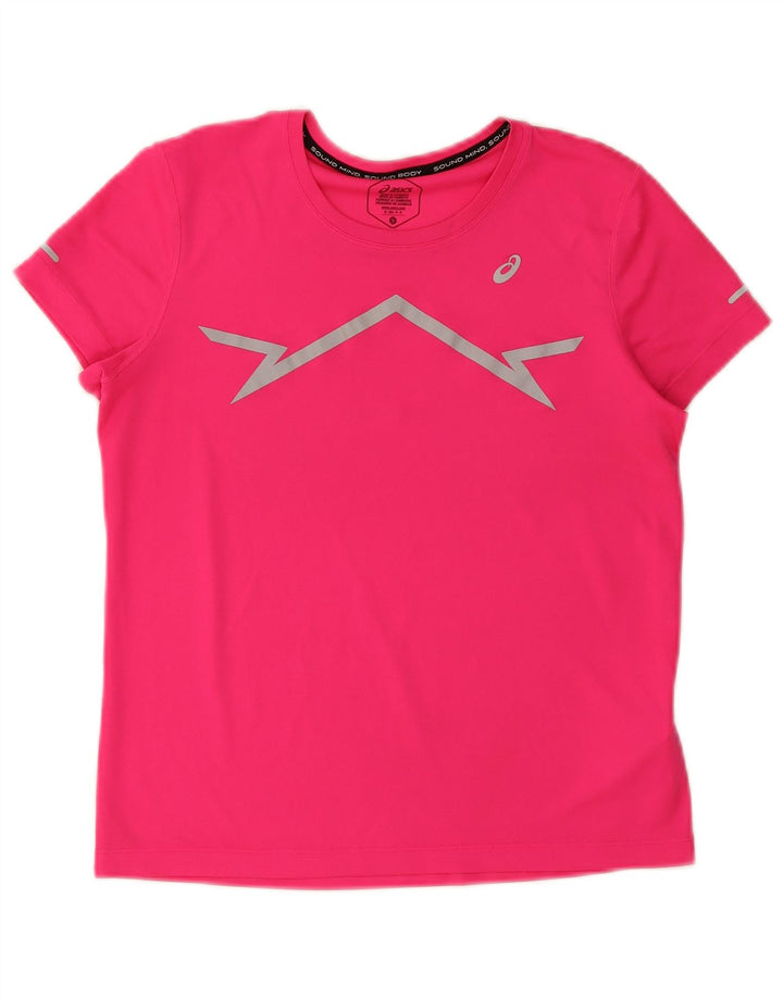 Asics Damen Grafik-T-Shirt Top UK 10 Small Pink Polyester