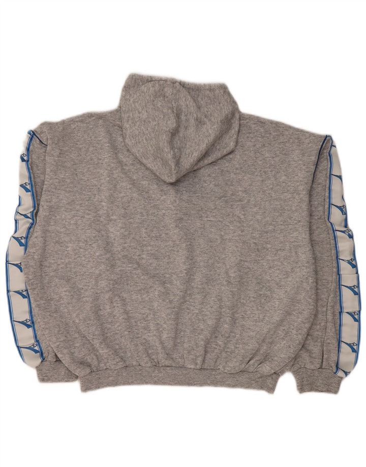 DIADORA Übergroßer Grafik-Hoodie-Pullover für Damen, UK 12, Mittelgrau