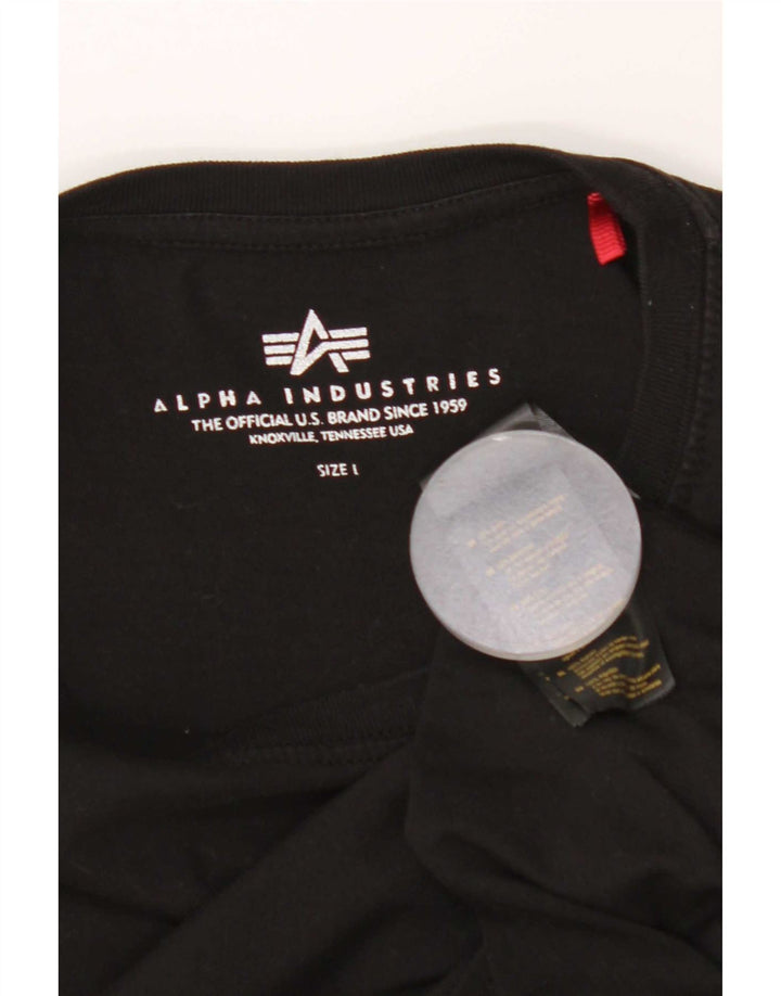 Alpha Industries Herren-T-Shirt mit Grafik, Größe L, aus schwarzer Baumwolle