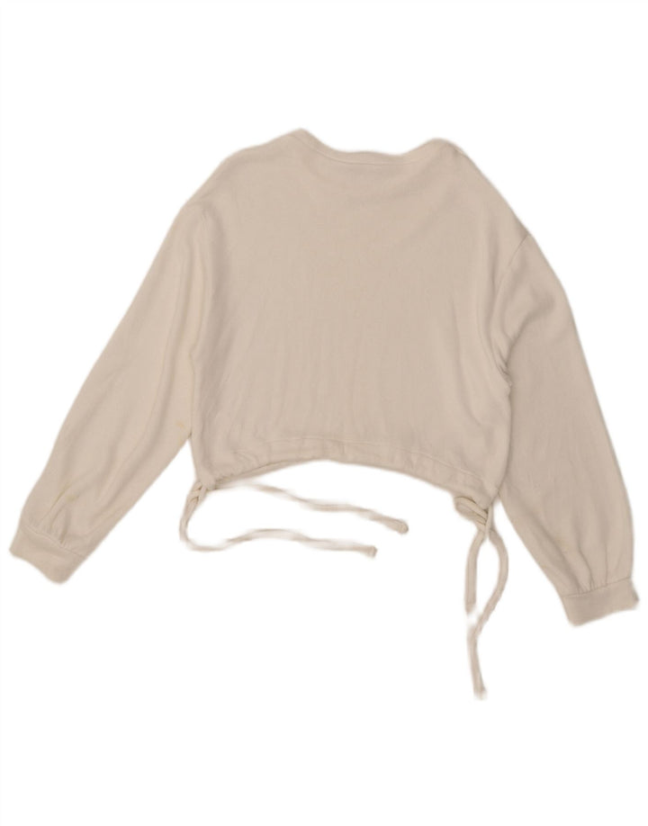 Zara Damen Crop Sweatshirt Pullover UK 10 Small Weiß