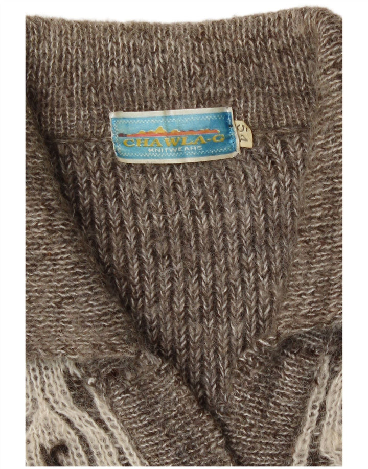 Vintage Damen Cardigan Pullover IT 54 3XL Grau Geometrisch