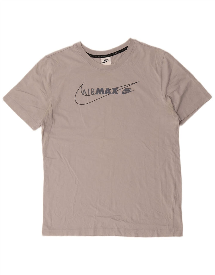 Nike Herren Air Max Graphic T-Shirt-Oberteil aus mittelgrauer Baumwolle