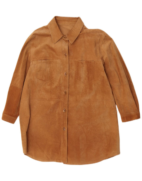 Vintage Damen Overshirt Wildleder Shirt UK 18 XL Braun