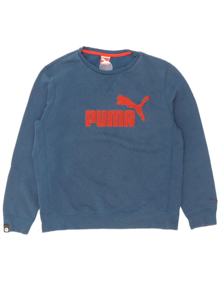Puma Herren Grafik-Sweatshirt-Pullover, groß, blaue Baumwolle