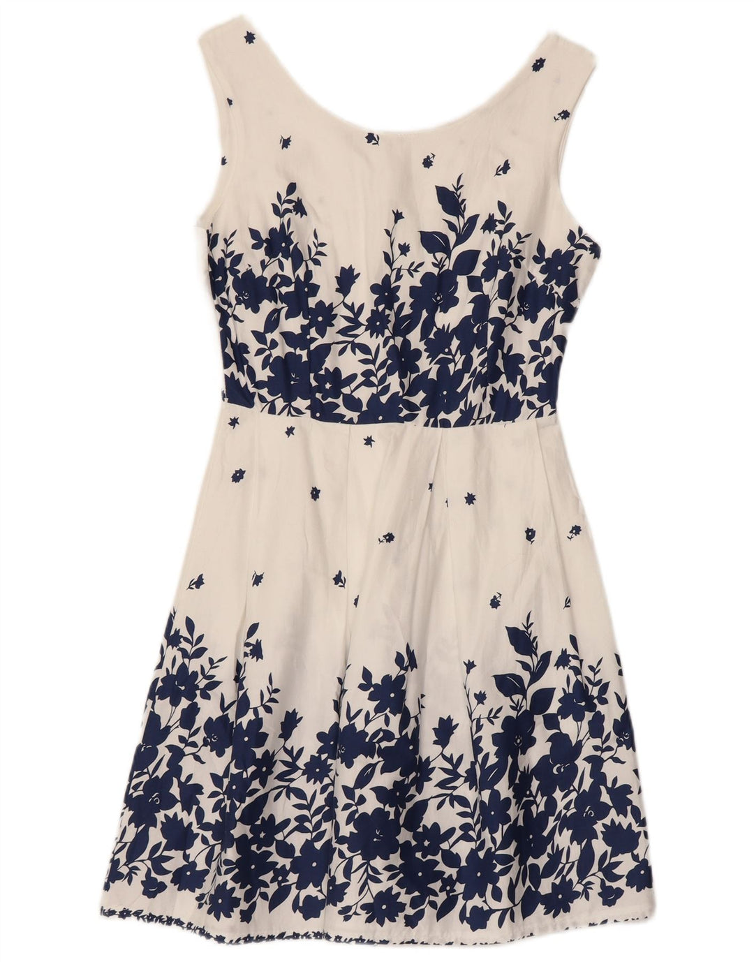 VINTAGE Ärmelloses A-Linien-Kleid für Damen, Größe S, Größe S, weiß, geblümt, Baumwolle