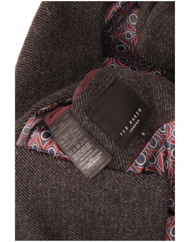 Ted Baker Herren Pea Coat Größe 3 Mittelgraue Wolle