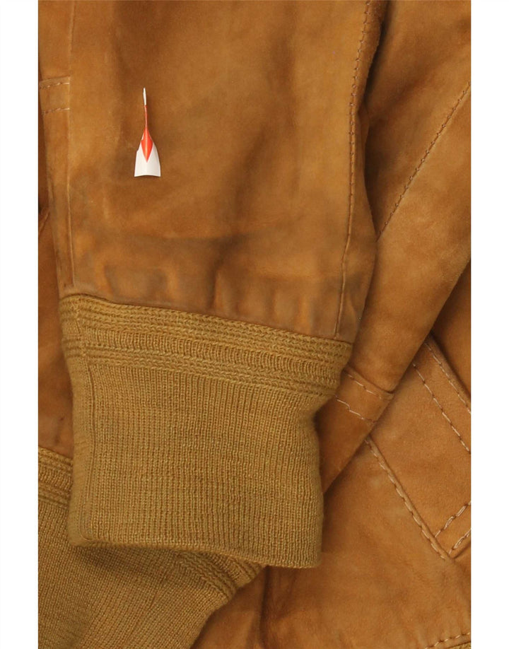 Vintage Damen Wildleder Bomberjacke IT 46 Groß Braun