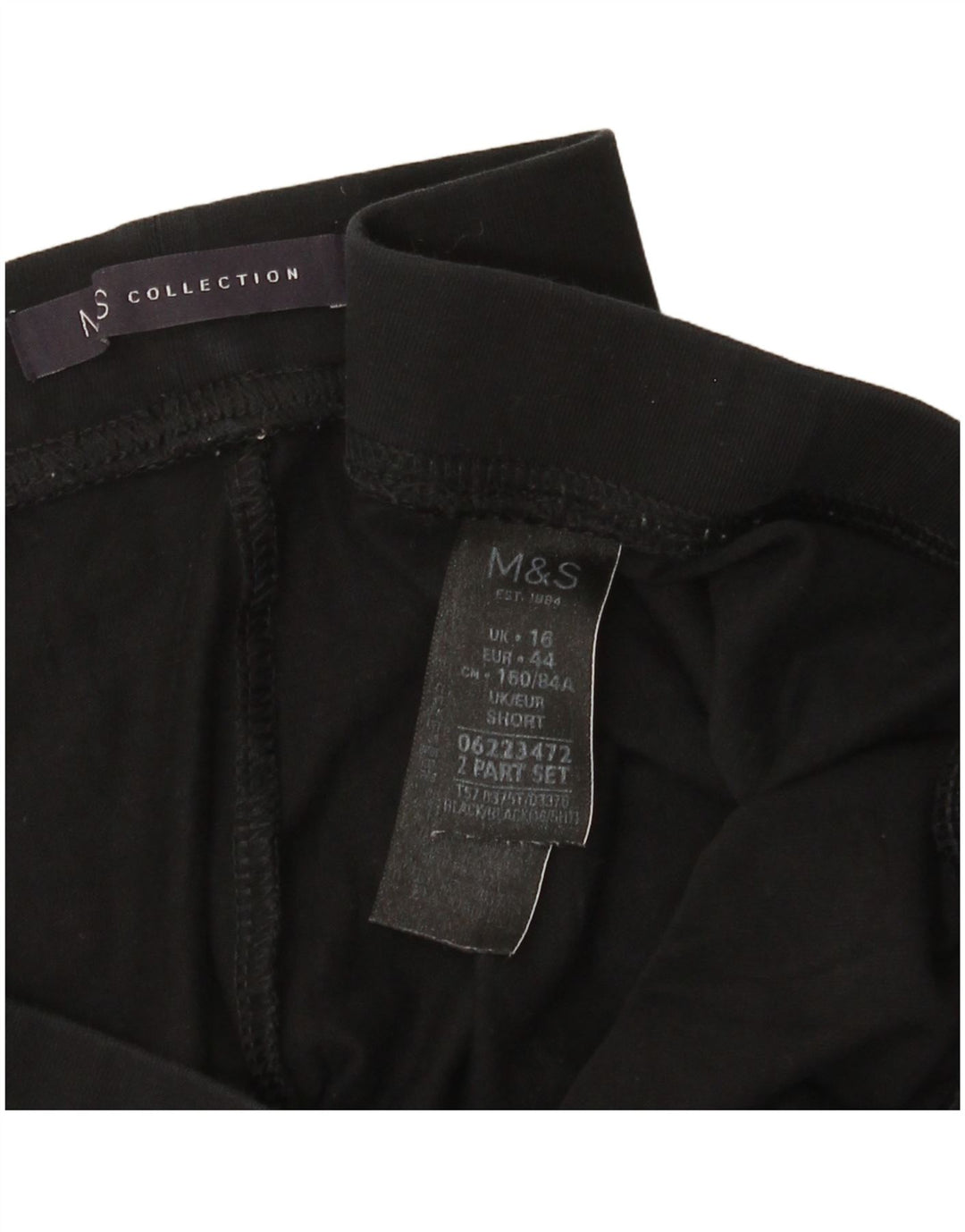 Marks & Spencer Damen Crop Leggings UK 16 Large Schwarze Baumwolle