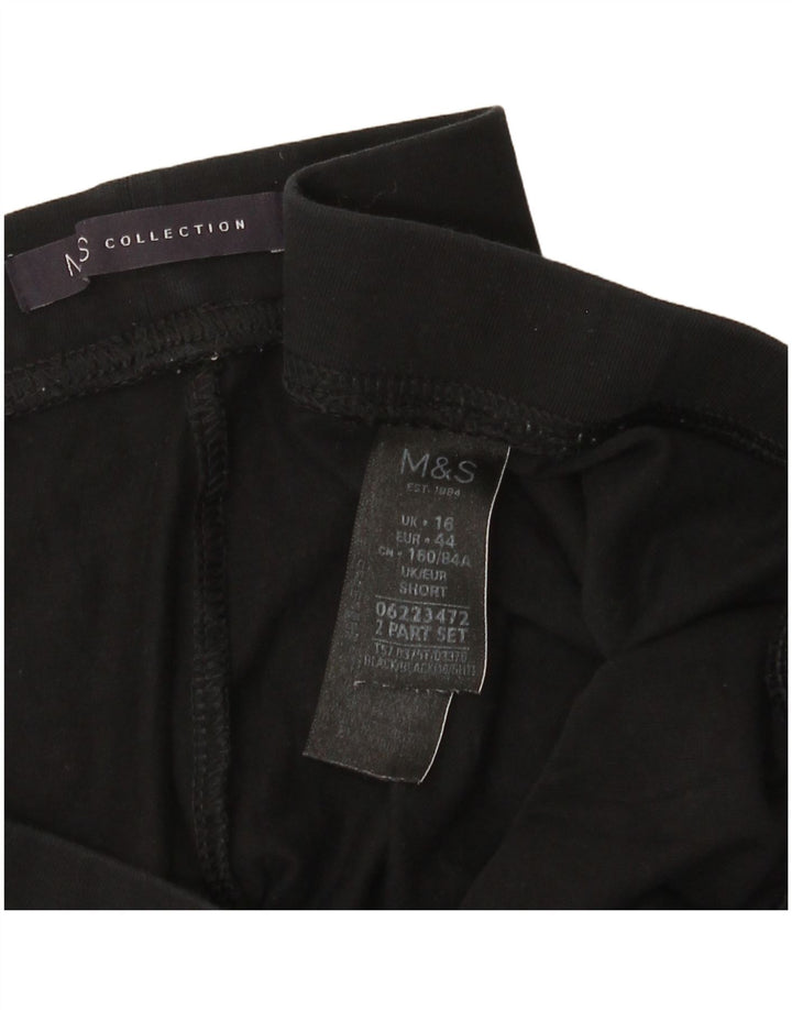 Marks & Spencer Damen Crop Leggings UK 16 Large Schwarze Baumwolle