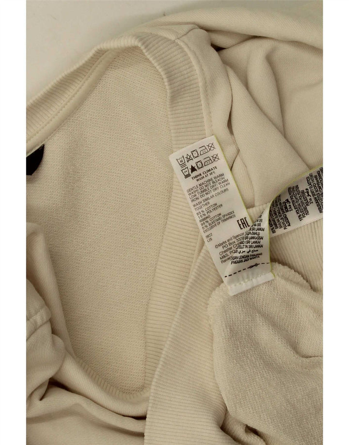 Marks & Spencer Damen-Sweatshirt-Pullover UK 16 Large Off White Cotton