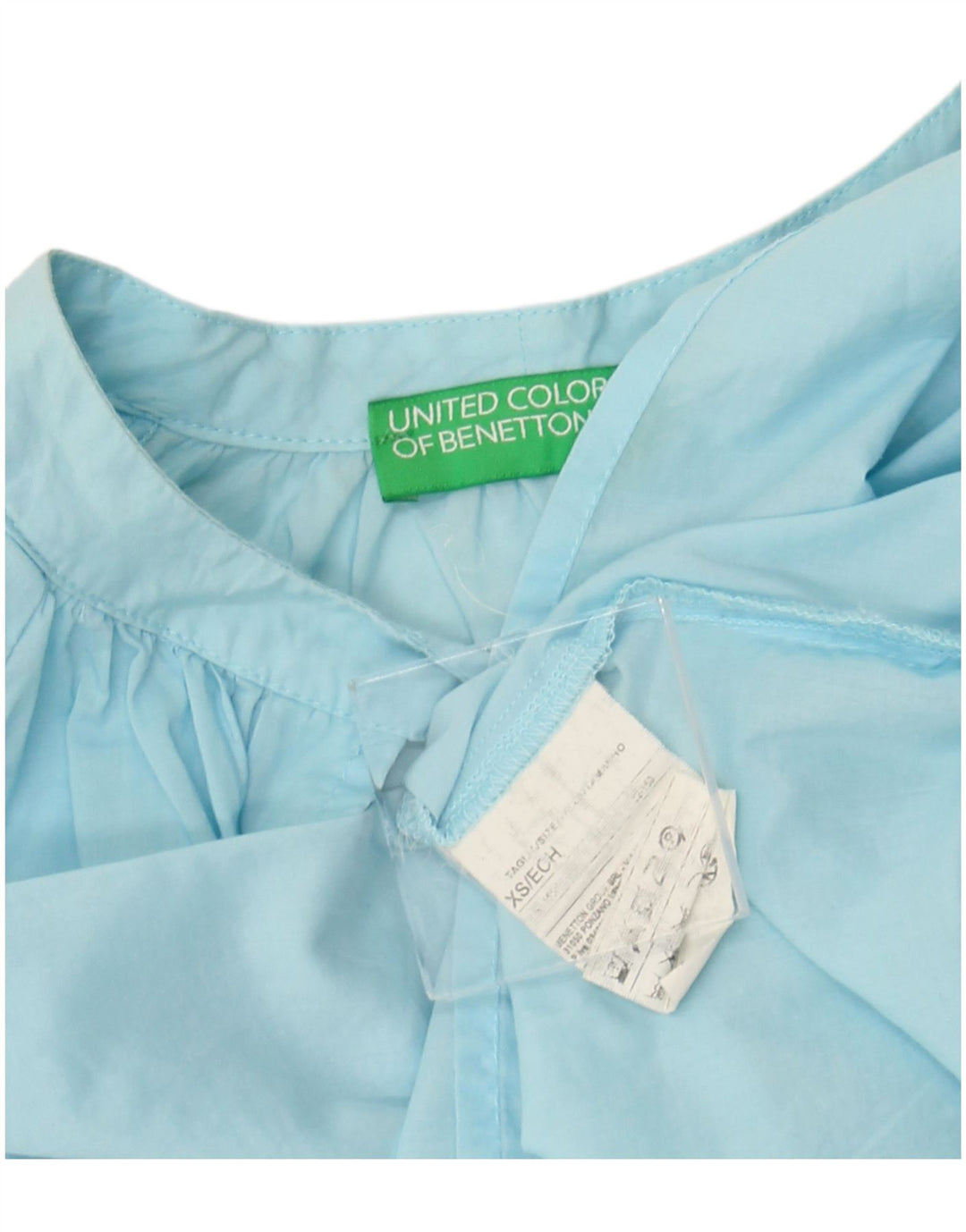 BENETTON Womens Oversized Blouse Top UK 6 XS Blue Cotton