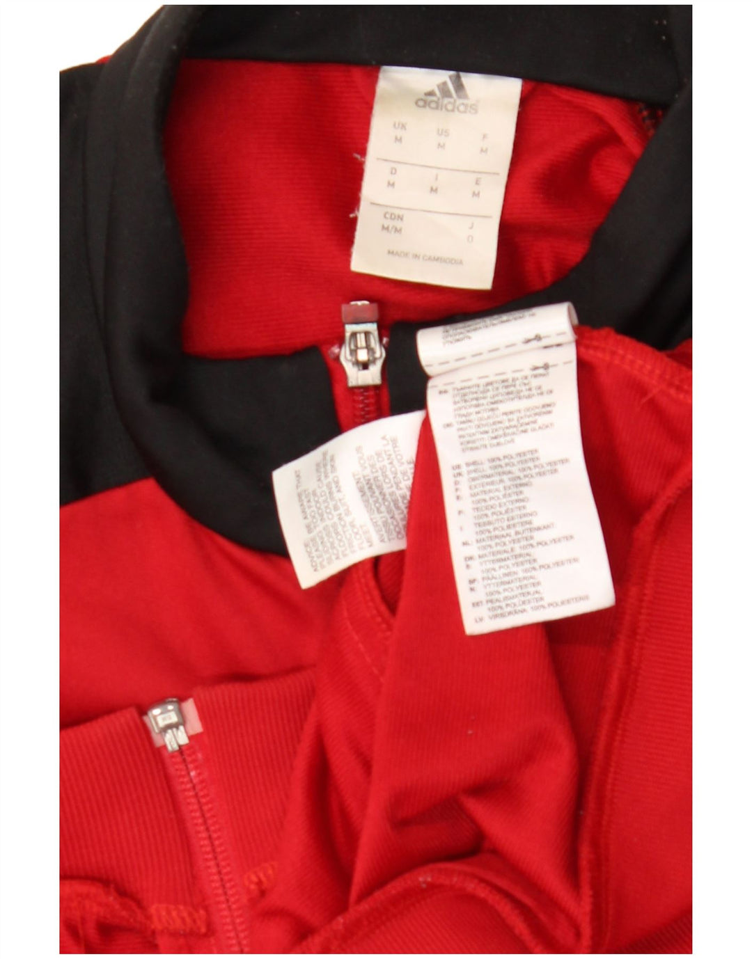 Adidas Herren-Trainingsanzug-Top-Jacke aus mittelrotem Colourblock-Polyester