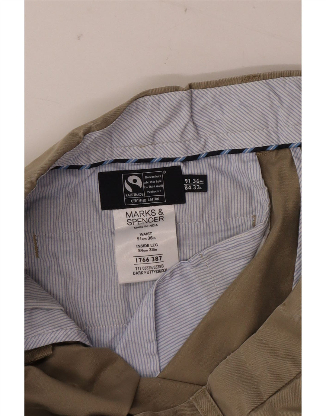 Marks & Spencer Herren-Anzughose mit Pegged-Anzug, W36, L33, beige Baumwolle