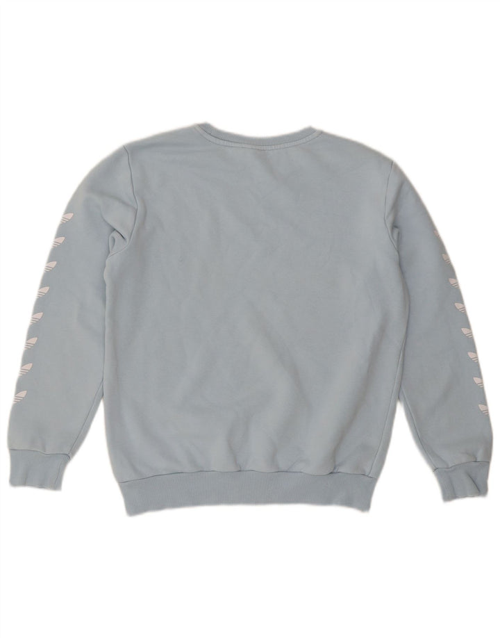 ADIDAS Boys Graphic Sweatshirt Jumper 13-14 Years Blue Cotton