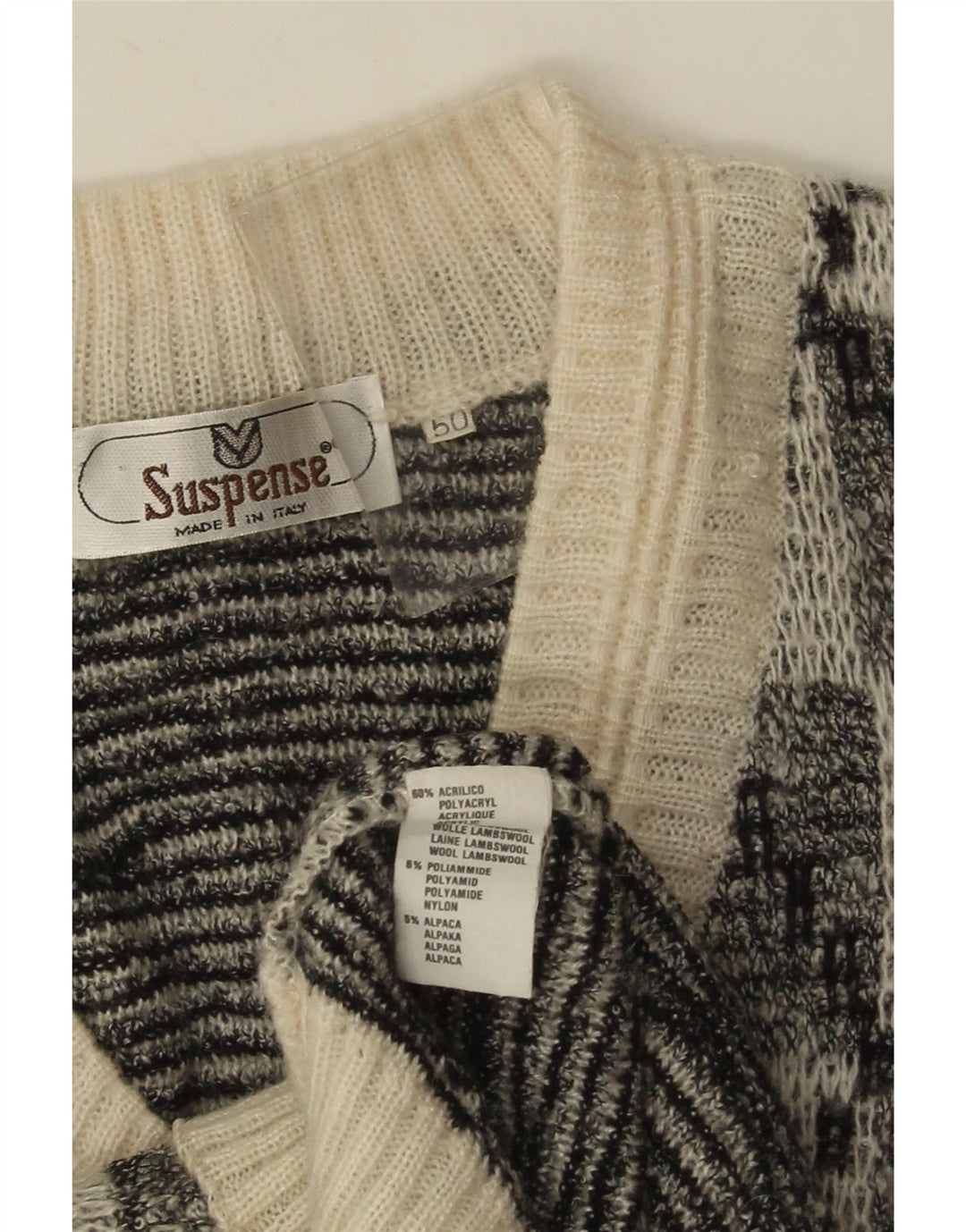 Suspense Herren-Pullover mit V-Ausschnitt IT 50 Mittelschwarzes geometrisches Acryl