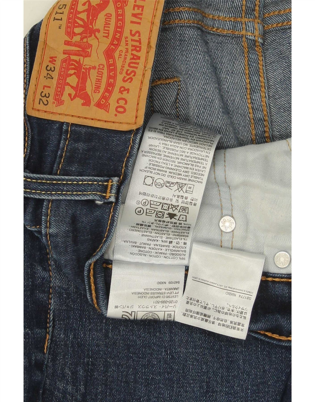 Levi's Herren 511 Slim Jeans W34 L32 Marineblau Baumwolle