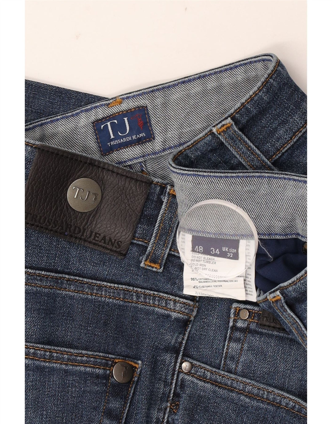 Trussardi Herren Straight Jeans W32 L28 Blaue Baumwolle