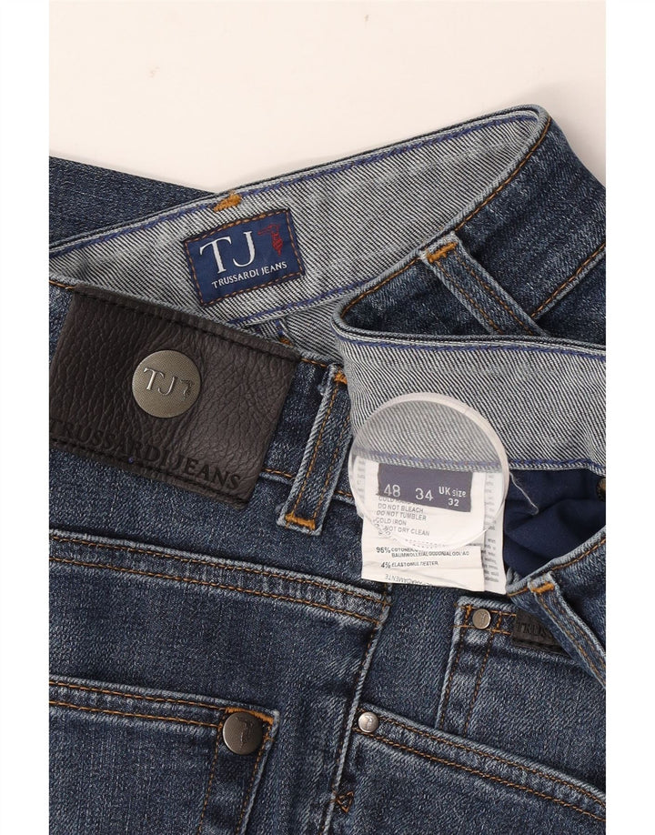 Trussardi Herren Straight Jeans W32 L28 Blaue Baumwolle