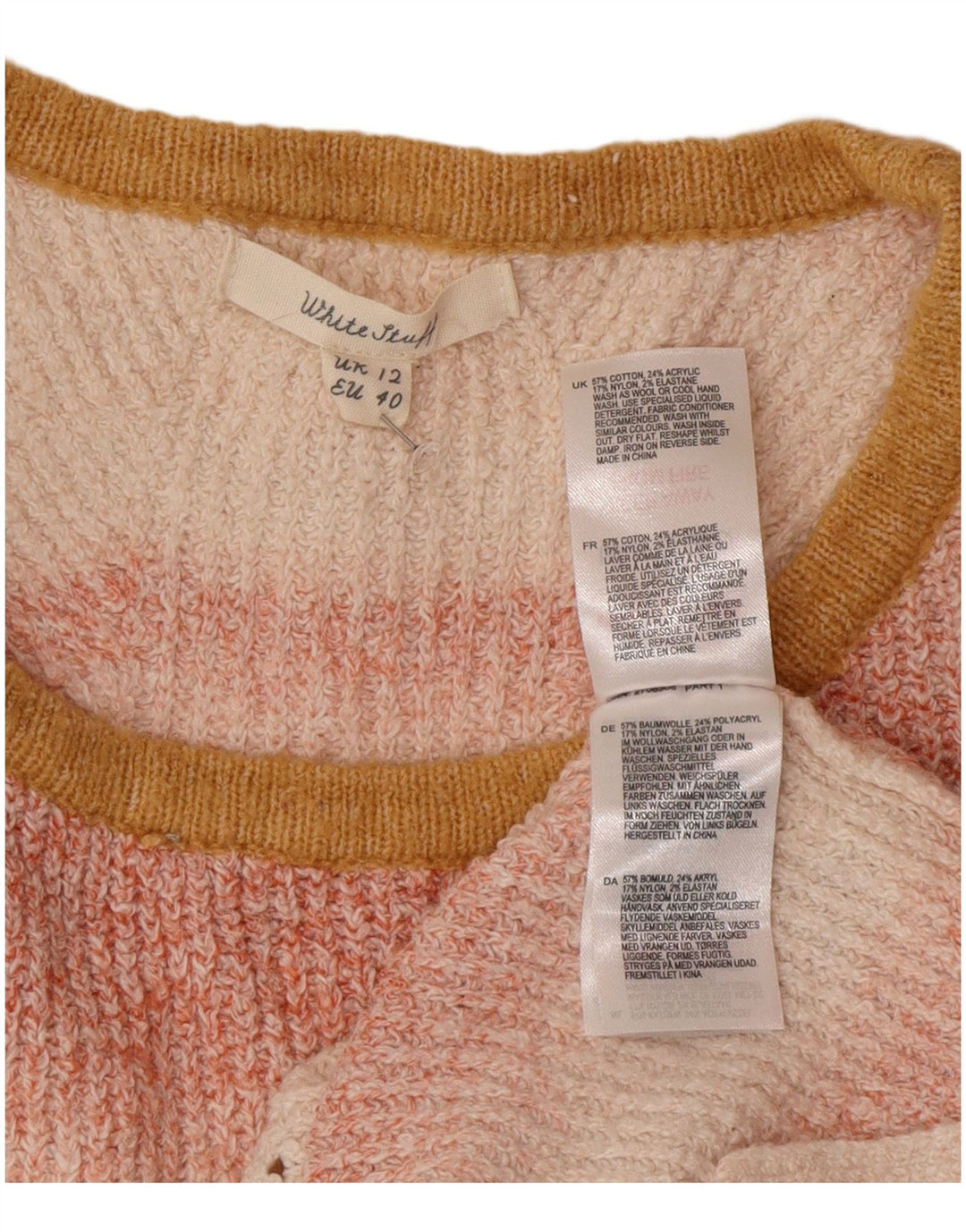White Stuff Damen-Pullover mit Rundhalsausschnitt, Gr. 12, mittelrosa gestreift