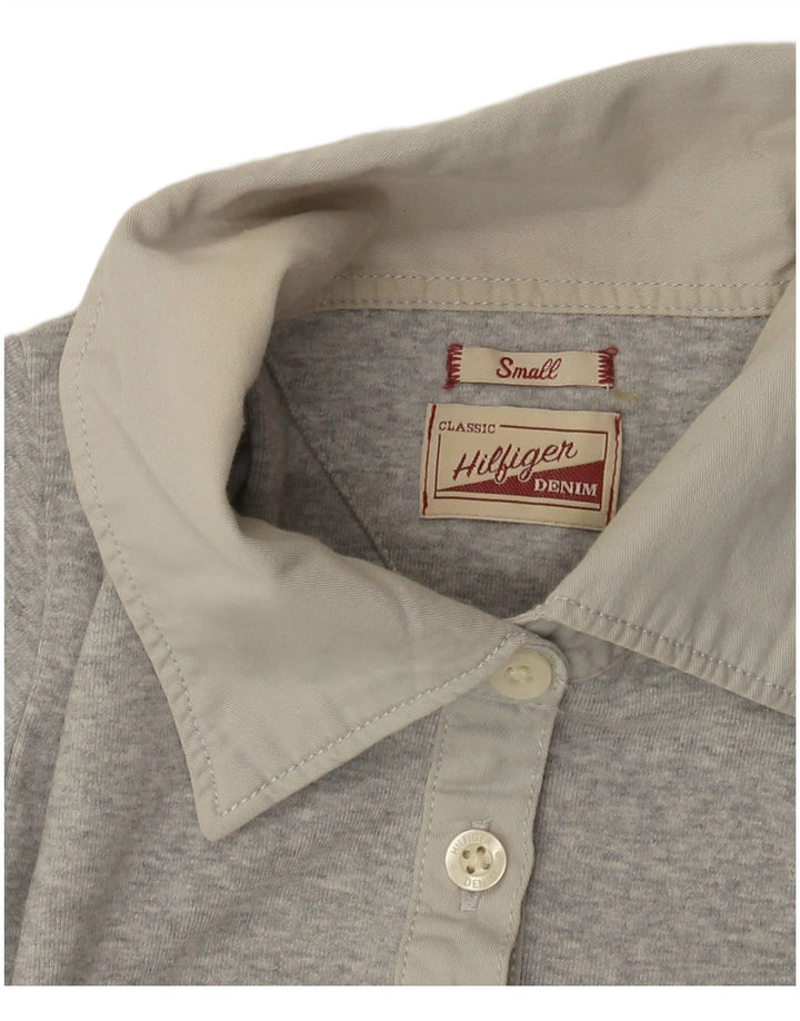 TOMMY HILFIGER Damen Langarm-Poloshirt UK 8 Small Grau