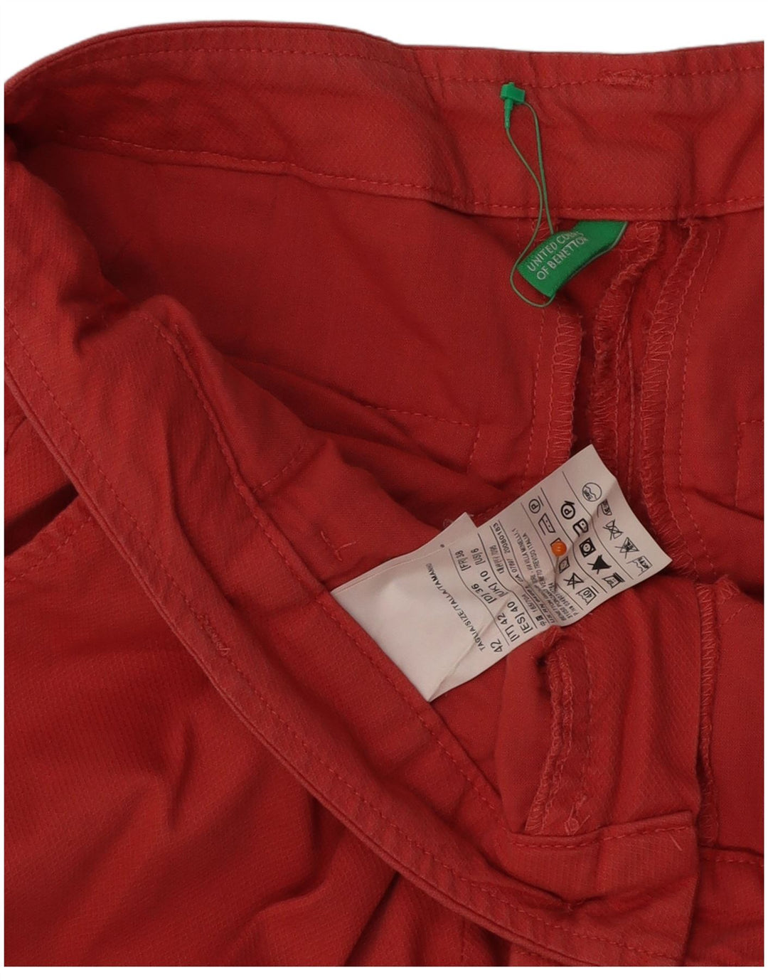 BENETTON Gerade geschnittene Damenhose UK 10 Small W31 L25 Rote Baumwolle