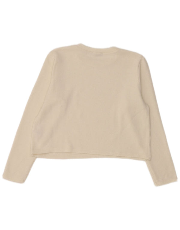 Zara Damen Crop Top Langarm UK 14 Mittelweißes Polyester