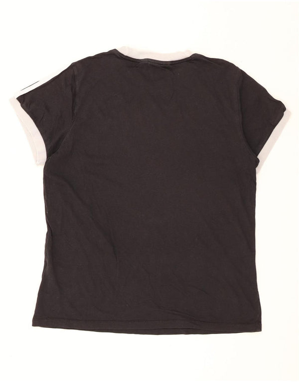 Adidas Damen T-Shirt Top UK 12 Medium Schwarz Baumwolle