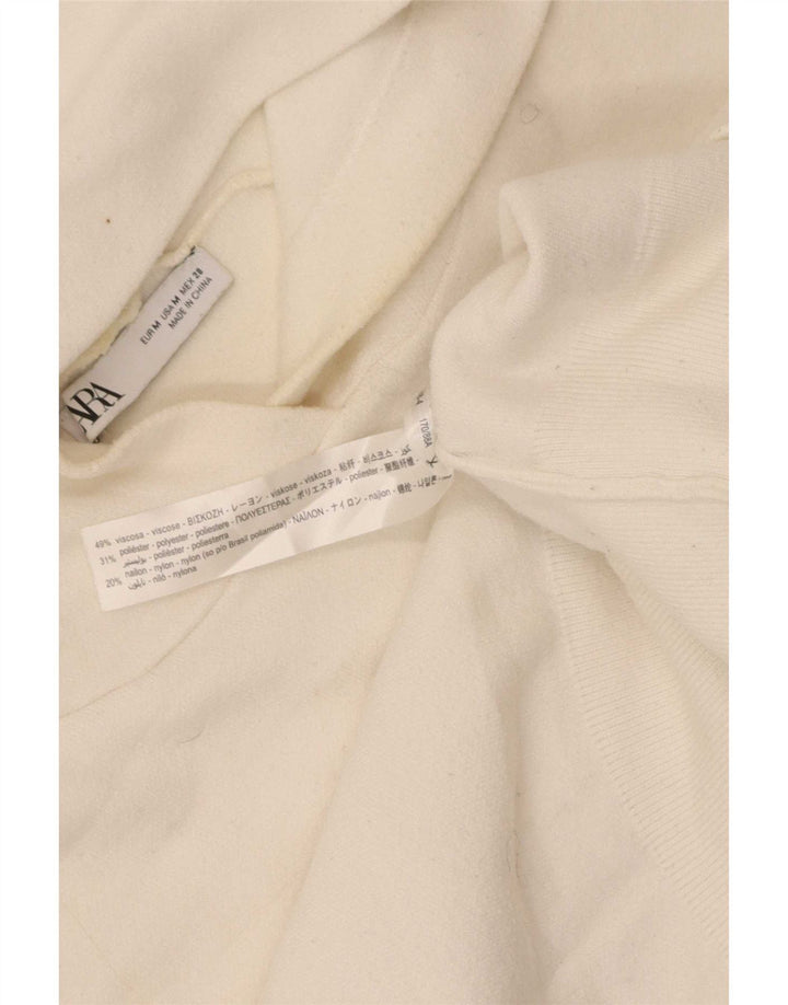 Zara Damen Crop Hoodie Pullover UK 12 Mittelweiße Viskose