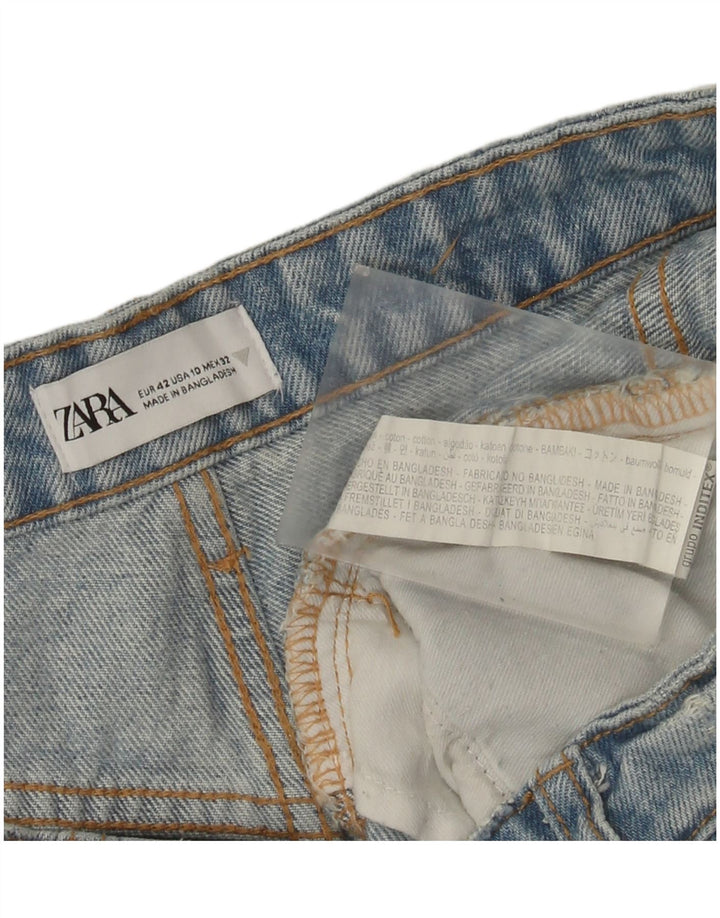Zara Damen Distressed Denim Shorts EU 42 Large W32 Blaue Baumwolle