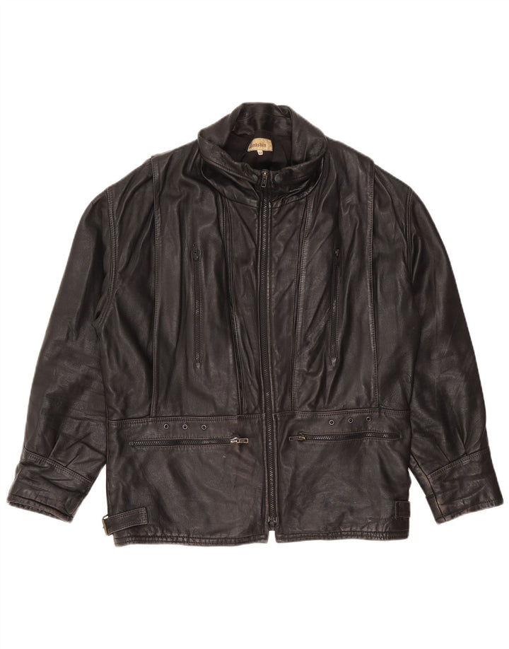 Vintage Herren Lederjacke IT 48 Mittelschwarzes Lammleder