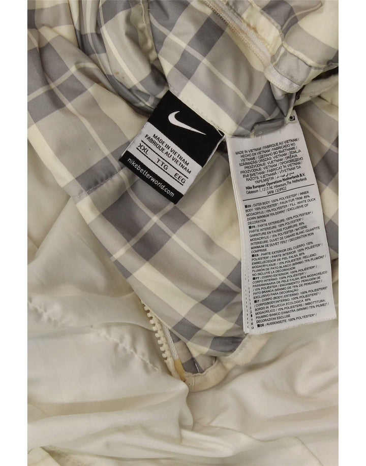 Nike Herren-Jacke mit Kapuze, wendbar, gepolstert, UK 44, 2XL, weiß kariertes Polyester