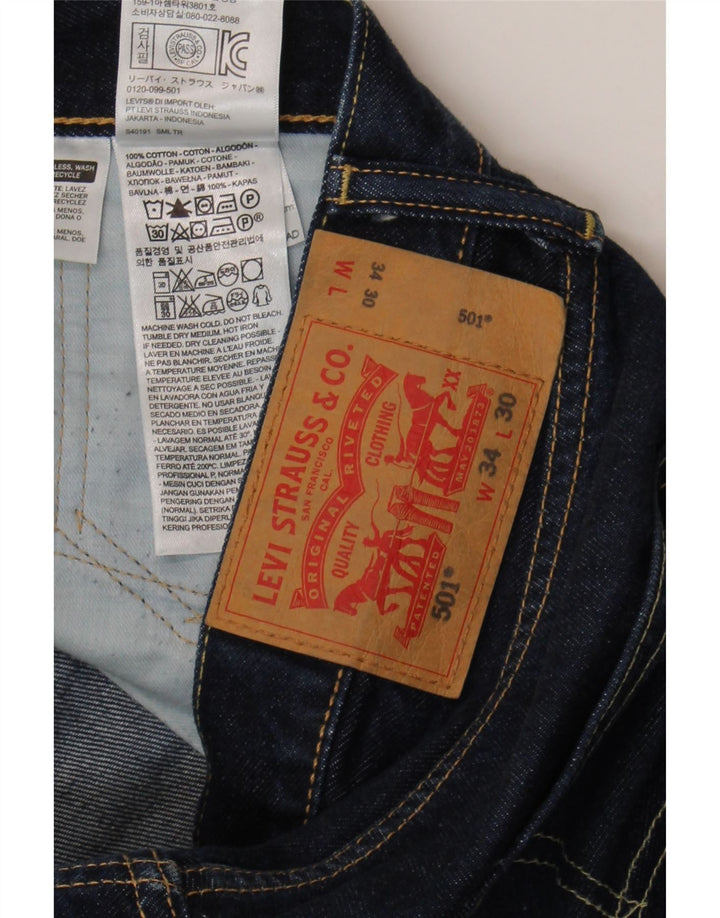 Levi's Herren 501 Straight Jeans W34 L30 Marineblaue Baumwolle