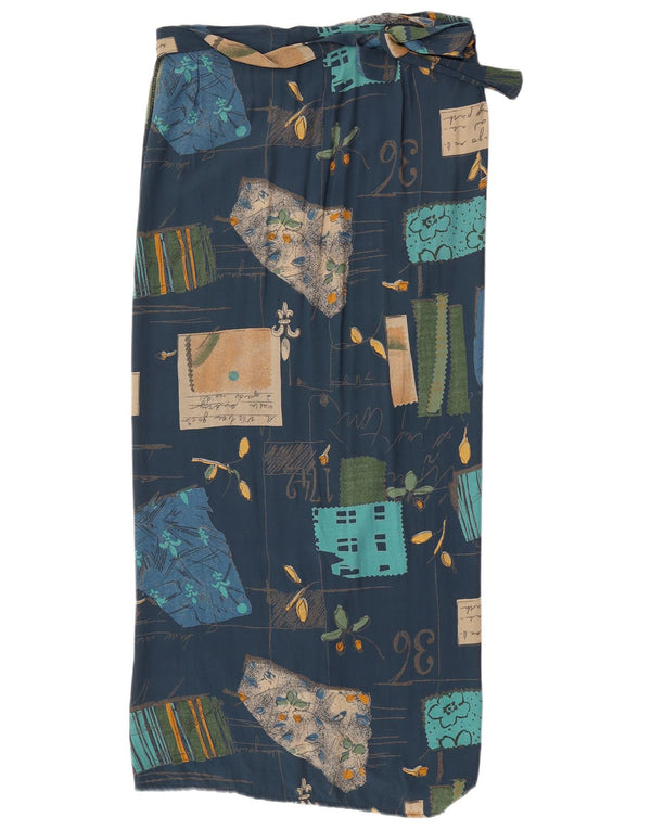 Vintage Damen Wickelrock W30 Medium Marineblau Patchwork