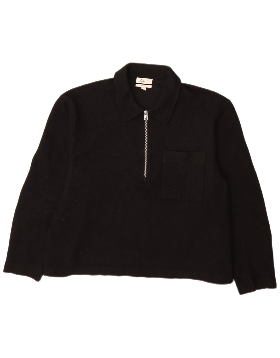 Cos Herren-Pullover, entspannter Rollkragenpullover, XL, schwarze Wolle
