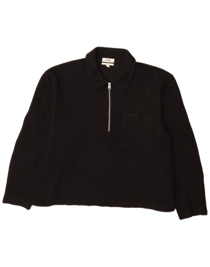 Cos Herren-Pullover, entspannter Rollkragenpullover, XL, schwarze Wolle