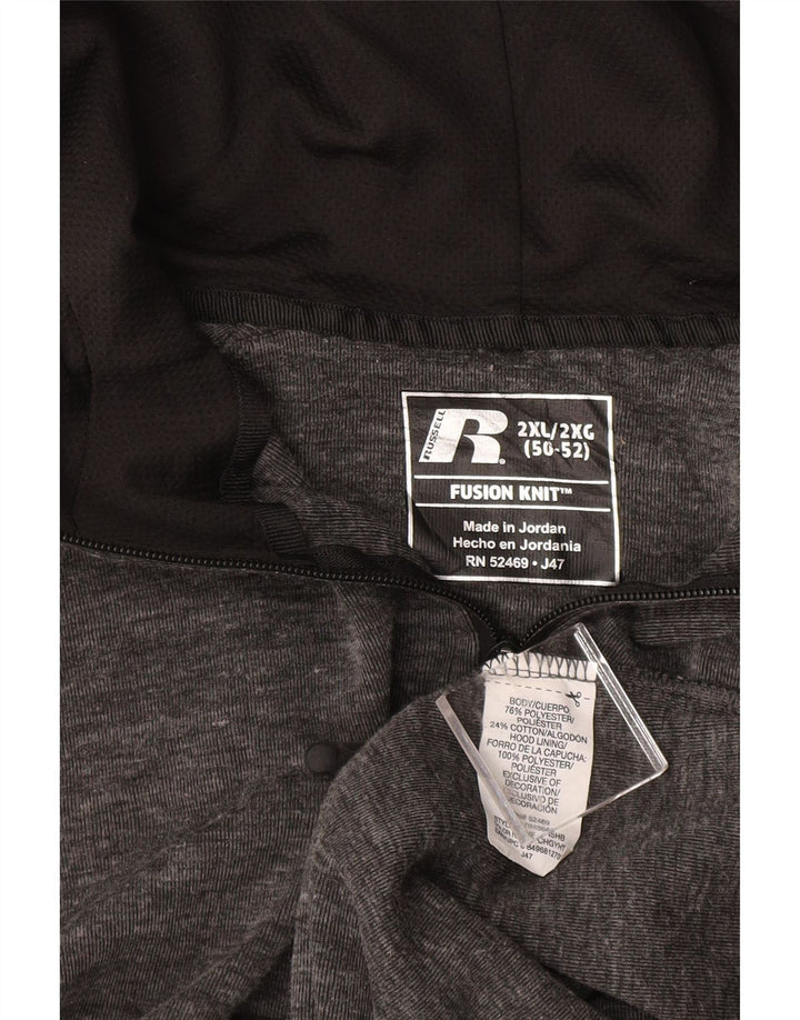 RUSSELL ATHLETIC Herren-Kapuzenpullover mit Reißverschluss, 2XL, grau gefleckte Baumwolle