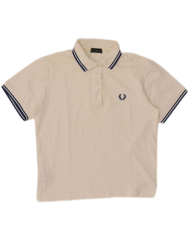 FRED PERRY Mädchen-Poloshirt, 11–12 Jahre, groß, weiße Baumwolle