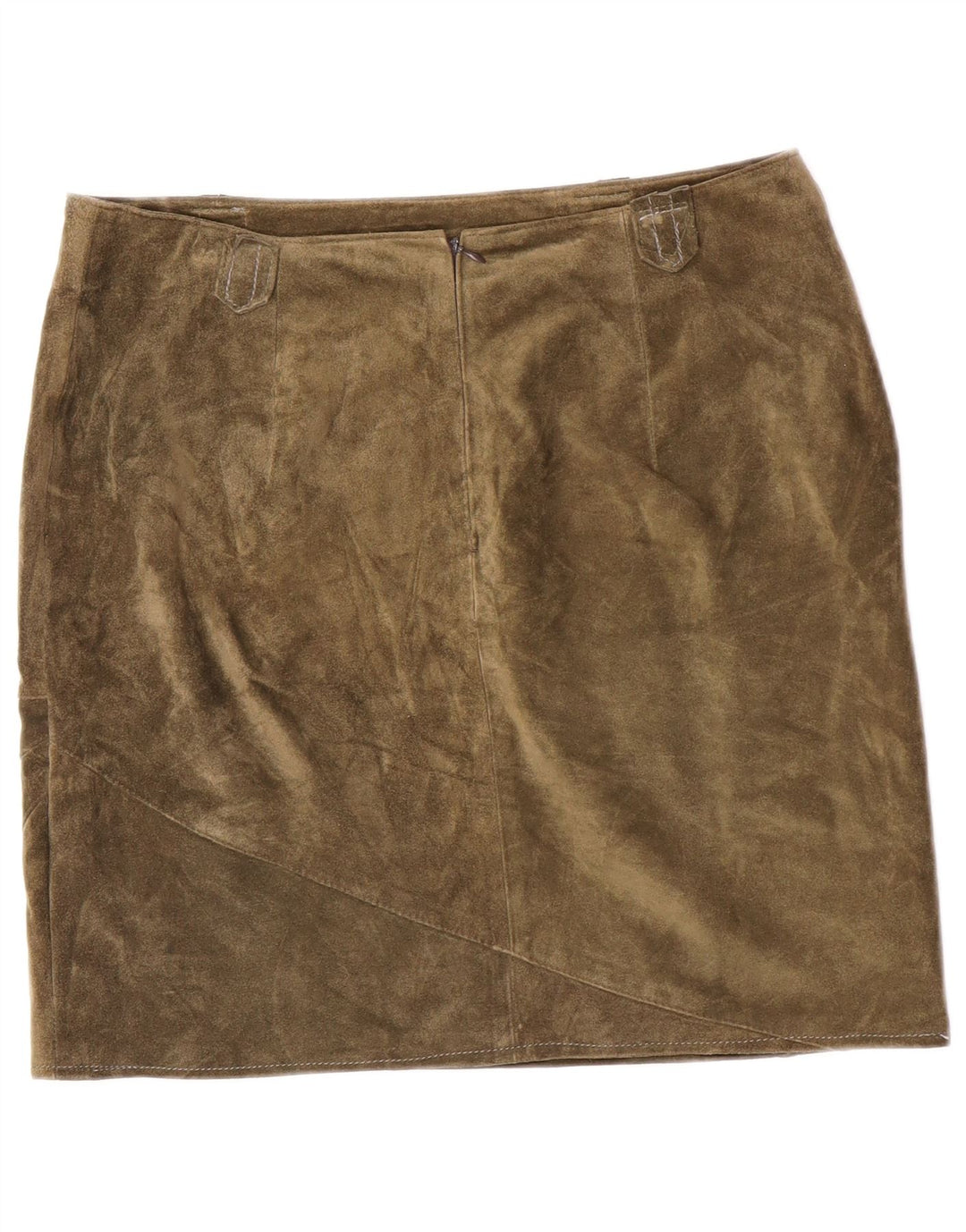 Vintage Damen Wildlederrock Medium W32 Khaki Leder