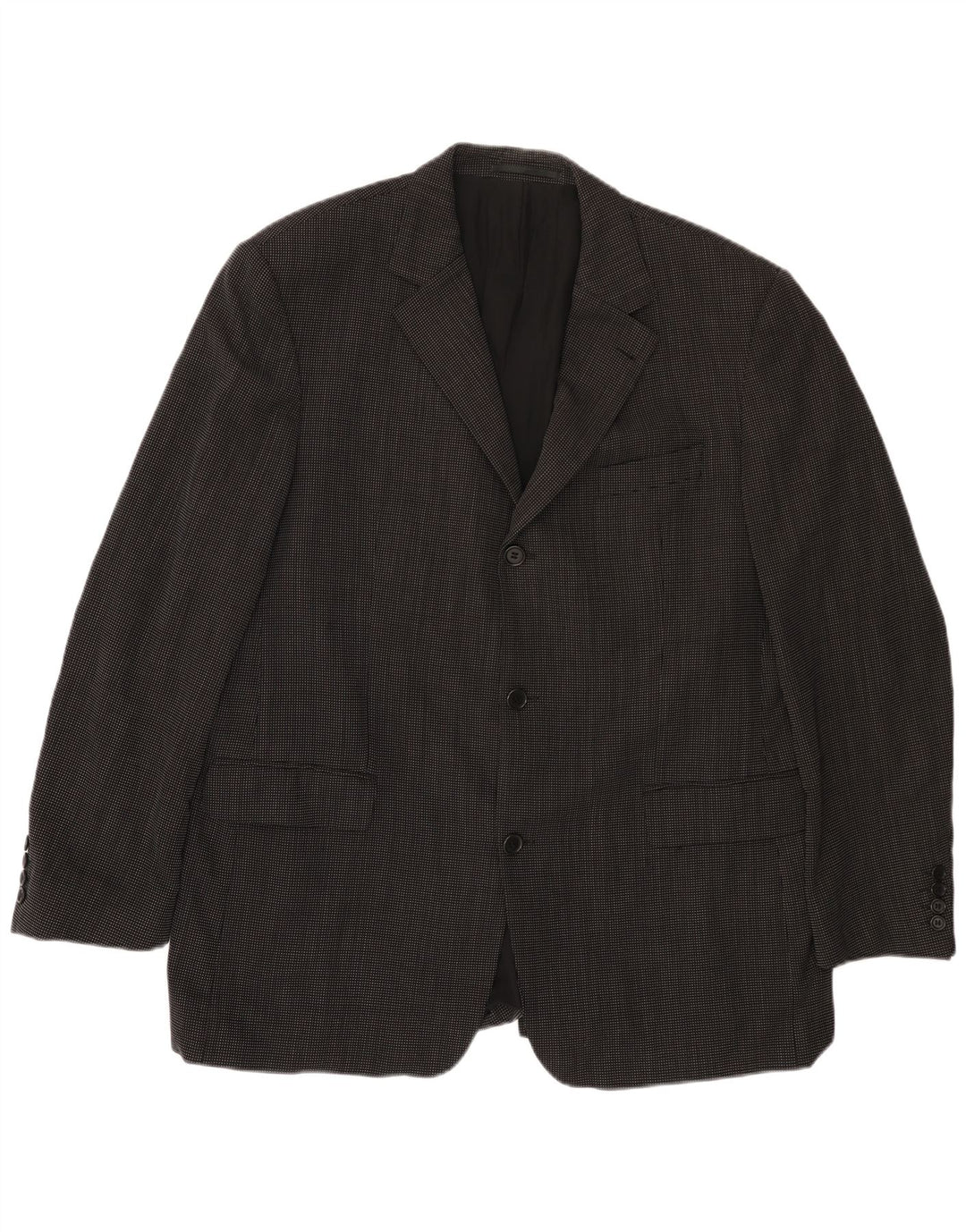 HUGO BOSS Herren-Blazer mit 3 Knöpfen, EU 56, 3XL, schwarz gefleckte Wolle