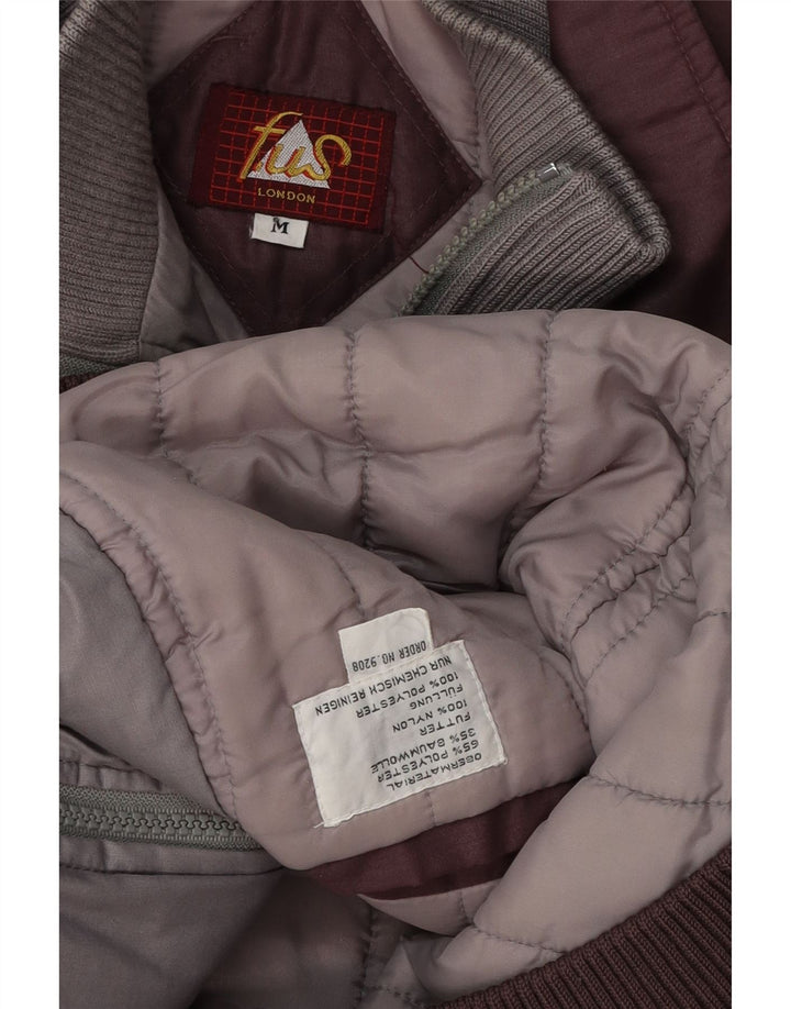 Vintage Herren Bomberjacke UK 38 Medium Burgund Colourblock Polyester