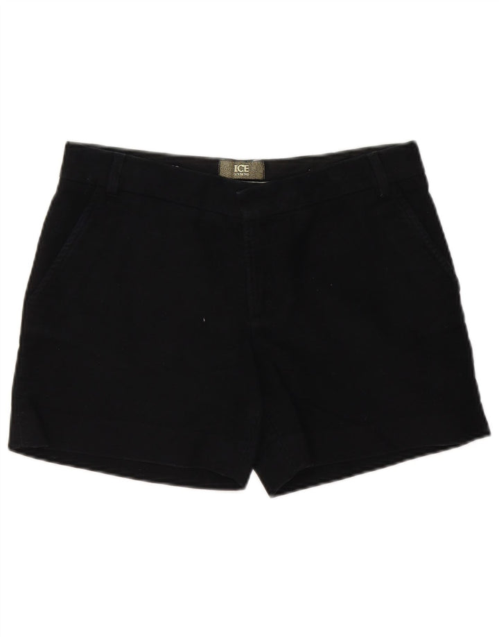 Iceberg Damen Graphic Chino Shorts W30 Mittelschwarze Baumwolle