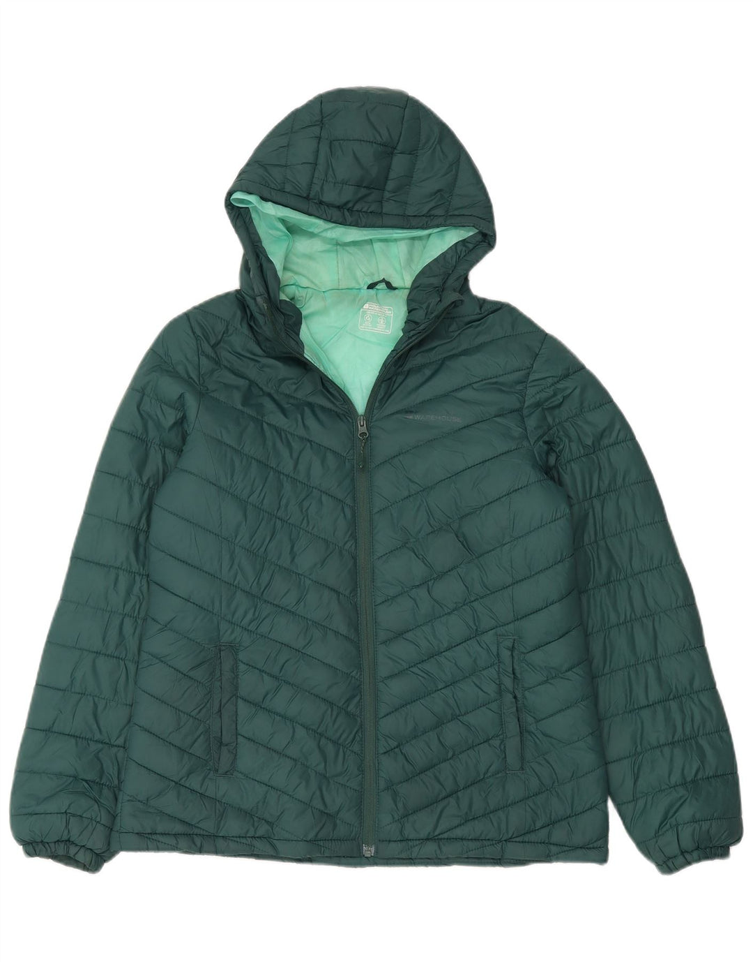 Mountain Warehouse Wattierte Damenjacke mit Kapuze, UK 14, Größe L, Grün, Polyamid