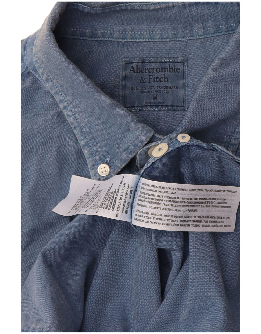 Abercrombie & Fitch Herrenhemd aus mittelblauer Baumwolle