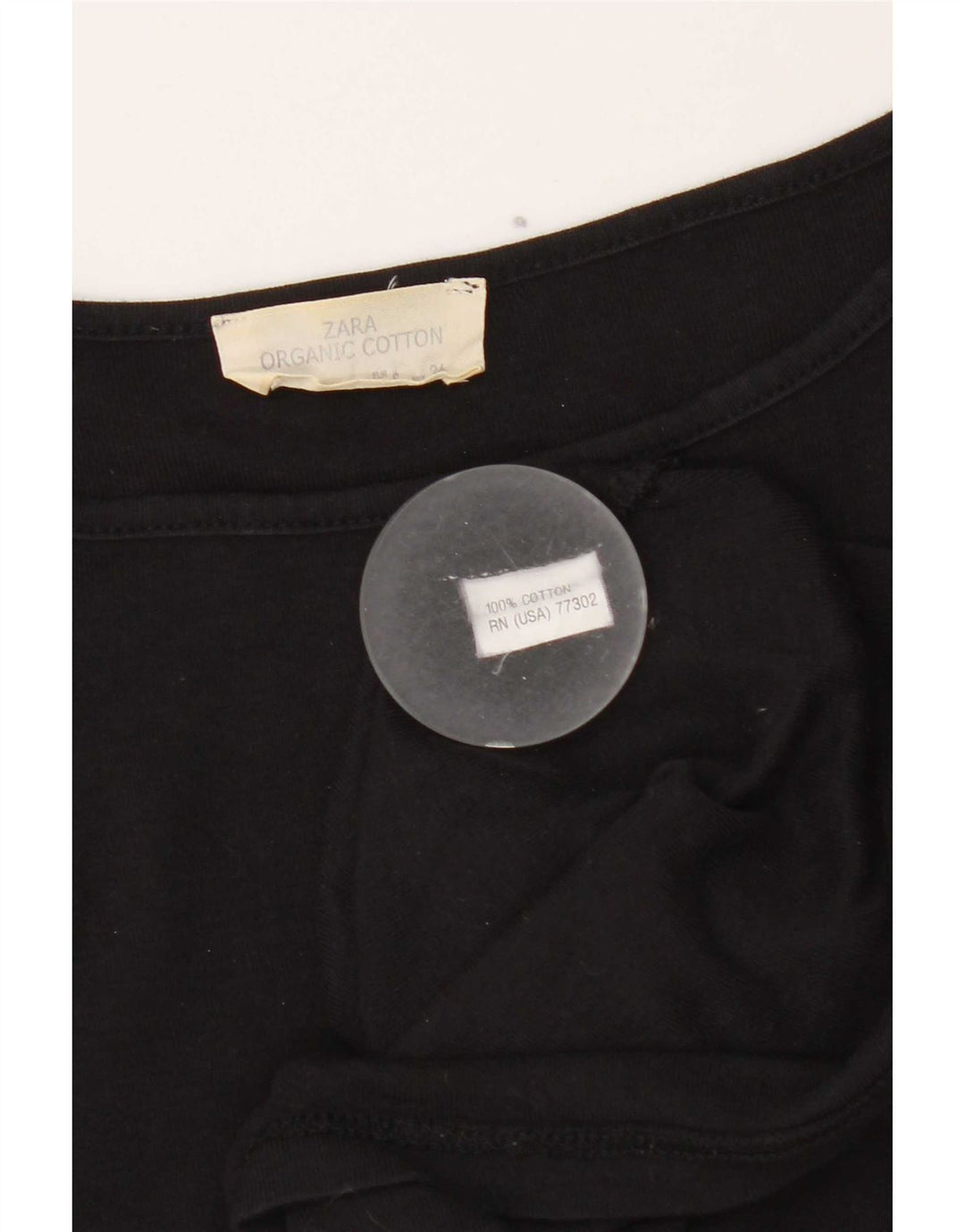 Zara Damen-Top, 3/4-Ärmel, UK-Größe 8, S, schwarze Baumwolle