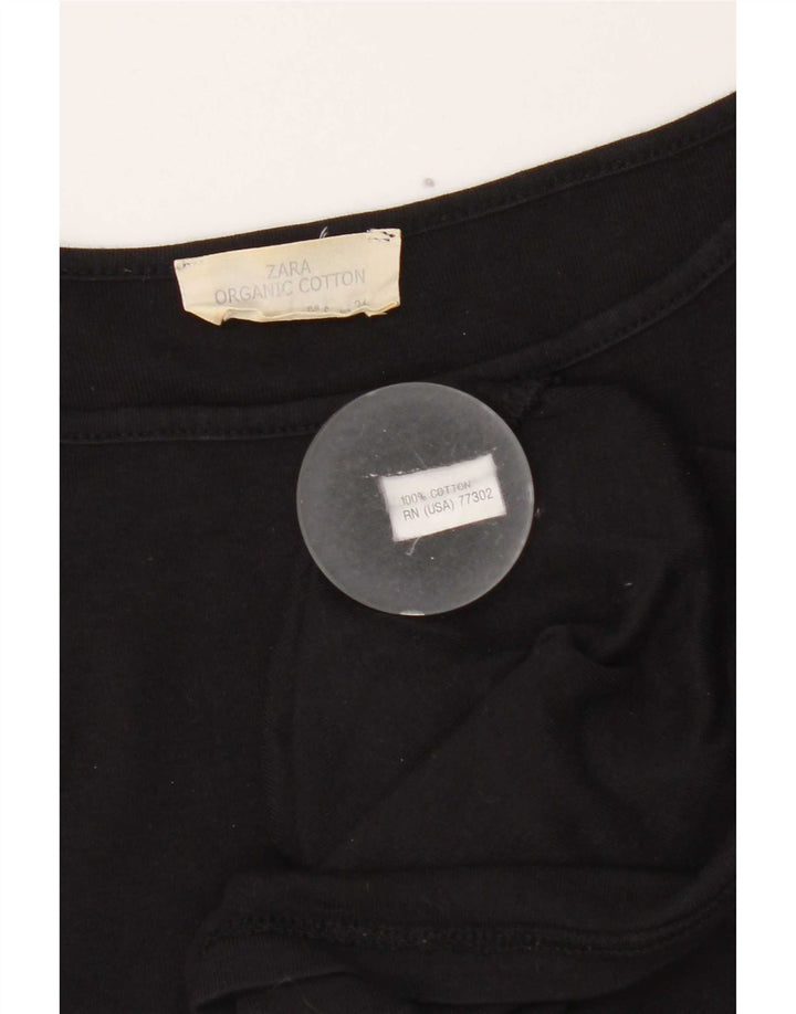 Zara Damen-Top, 3/4-Ärmel, UK-Größe 8, S, schwarze Baumwolle